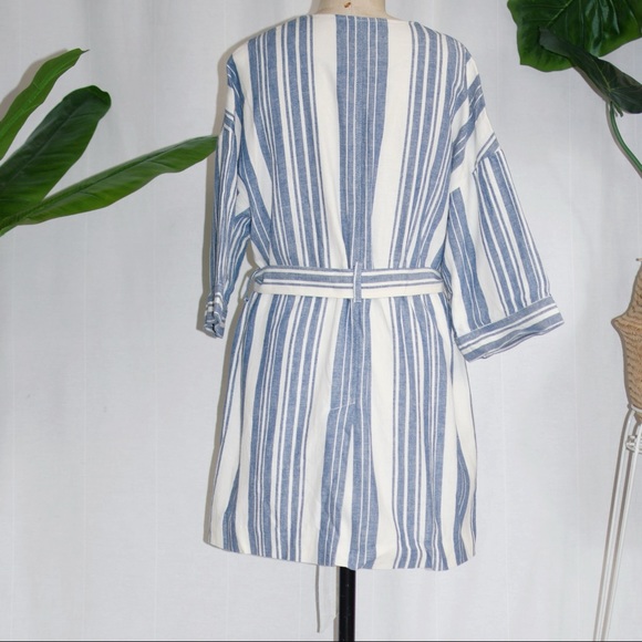 ELEVENSES Anthropologie Blue White Striped Jacket - Picture 2 of 8